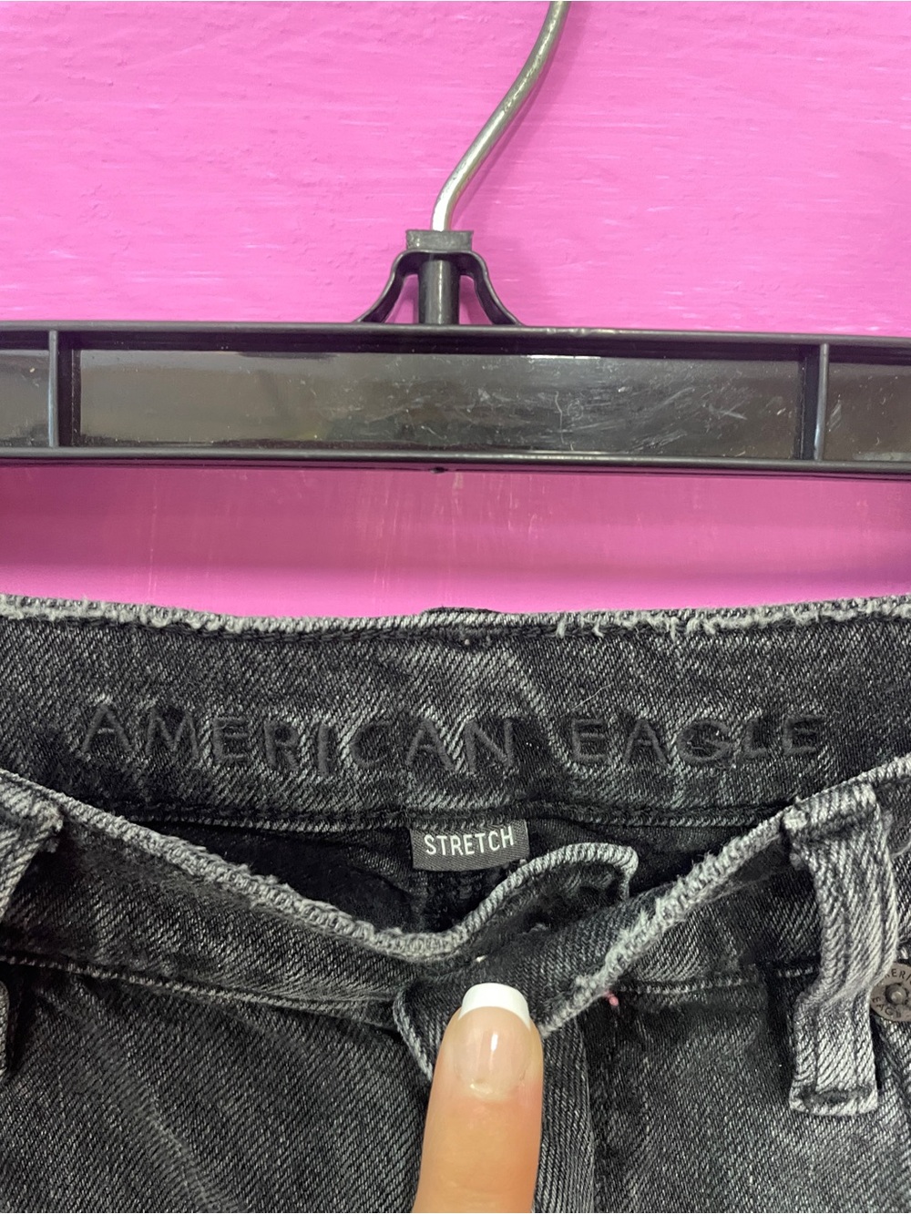 American Eagle Outfitters Black Distressed High-Rise Denim Shorts - Picture 2 of 3